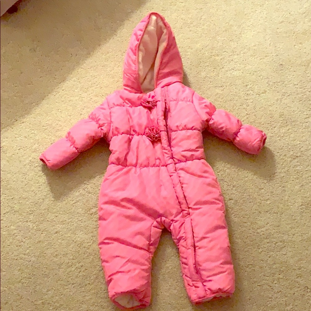 18 month snow suit. Pink girl